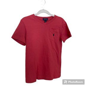 Boy's Ralph Polo Cotton V-Neck Short Sleeves Red Size 6 Tee.